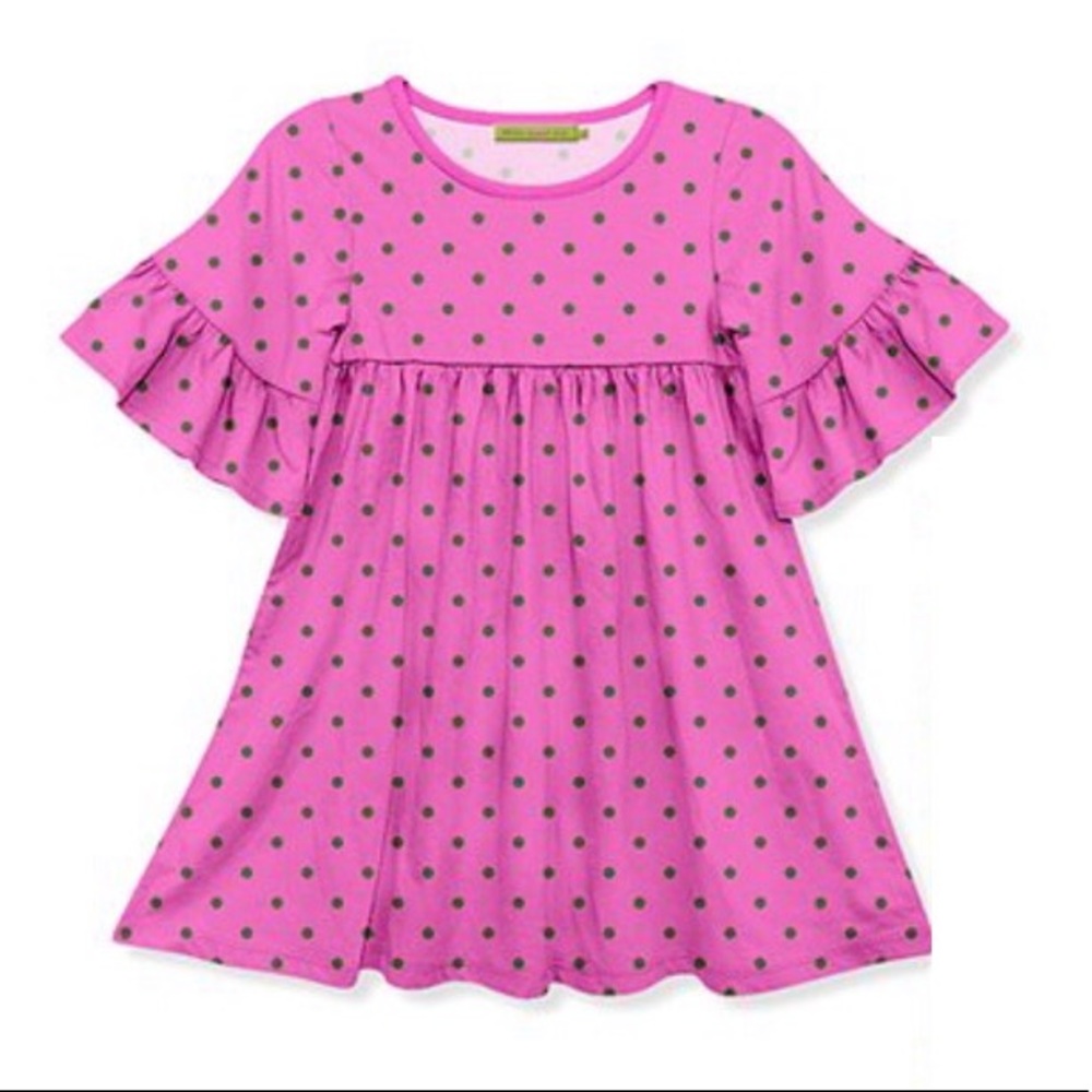 NWOT: Pink Dot Ruffle Sleeve A Line Dress